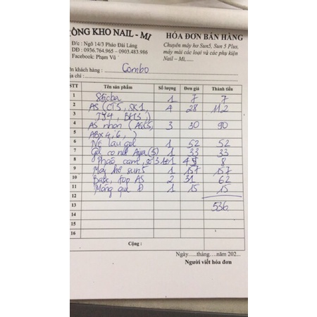 Combo Phụ kiện nail (tạo đơn combo cho khách)