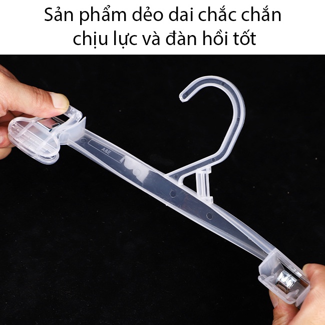 Móc kẹp quần áo người lớn nhựa dẻo trong, móc treo kẹp quần jean chân váy tiện lợi