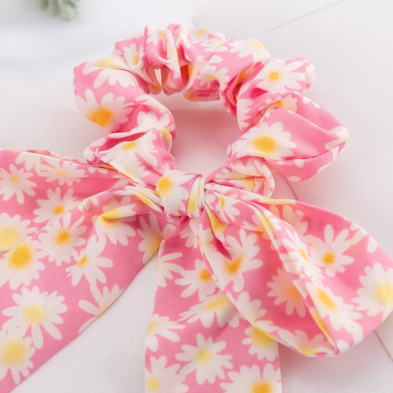 Dây Buộc Tóc Dây Cột Tóc Nơ Hoạ Tiết Hoa Cúc Phong Cách Hàn Quốc Dễ Thương Mainia Shop