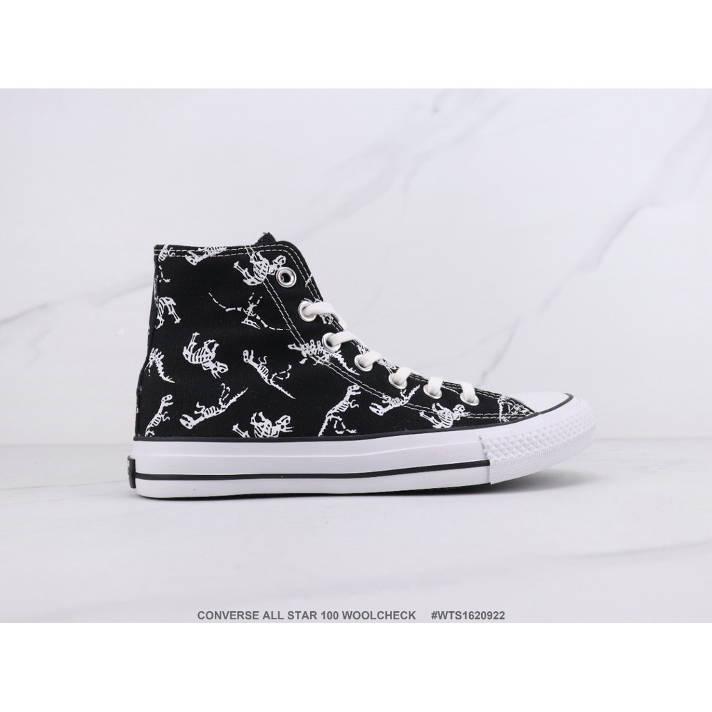 ALL STAR Giày Converse U0026 Đen Trắng In Hình Khủng Long 35-44