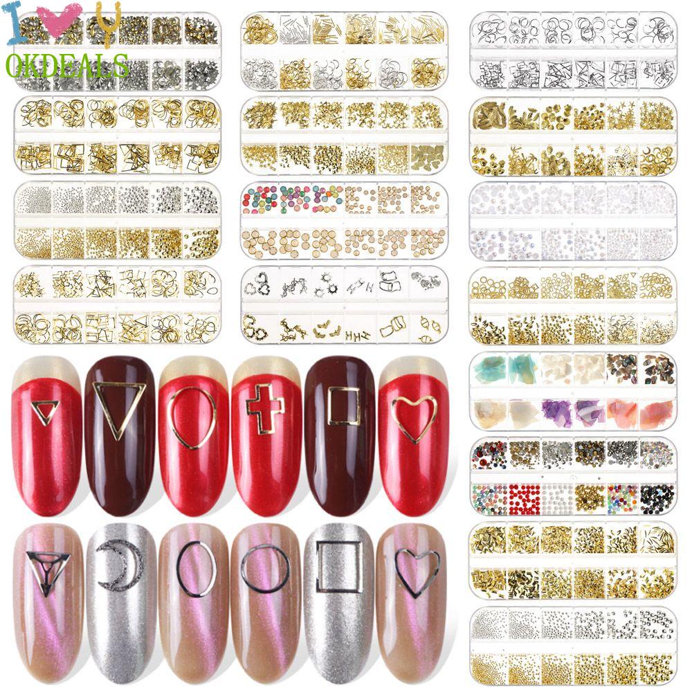 [Hàng mới về] Phụ kiện kim loại trang trí móng tay 3D bằng kim loại kiểu dáng hỗn hợp thời trang DIY