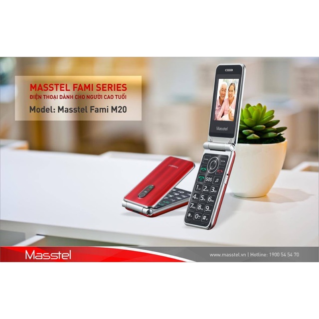 Điện Thoại Masstel Fami M20 - Hàng chính hãng,Điện Thoại dành cho người cao tuổi,nắp gập,sang trọng Bảo hành 12 tháng