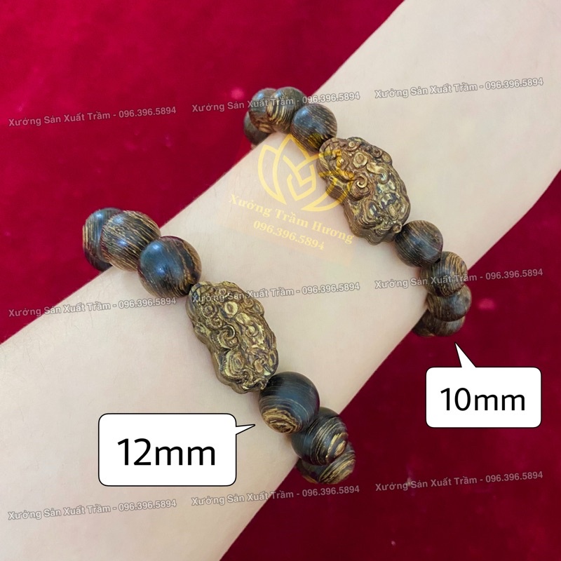 Trầm hương Sánh Chìm mix Tỳ Hưu - Vòng tay gỗ tự nhiên nam nữ - Hàng Cao Cấp Loại 1