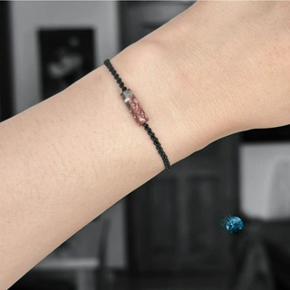 Vòng tay tết dây lu thống mini đá l.eopardskin jasper