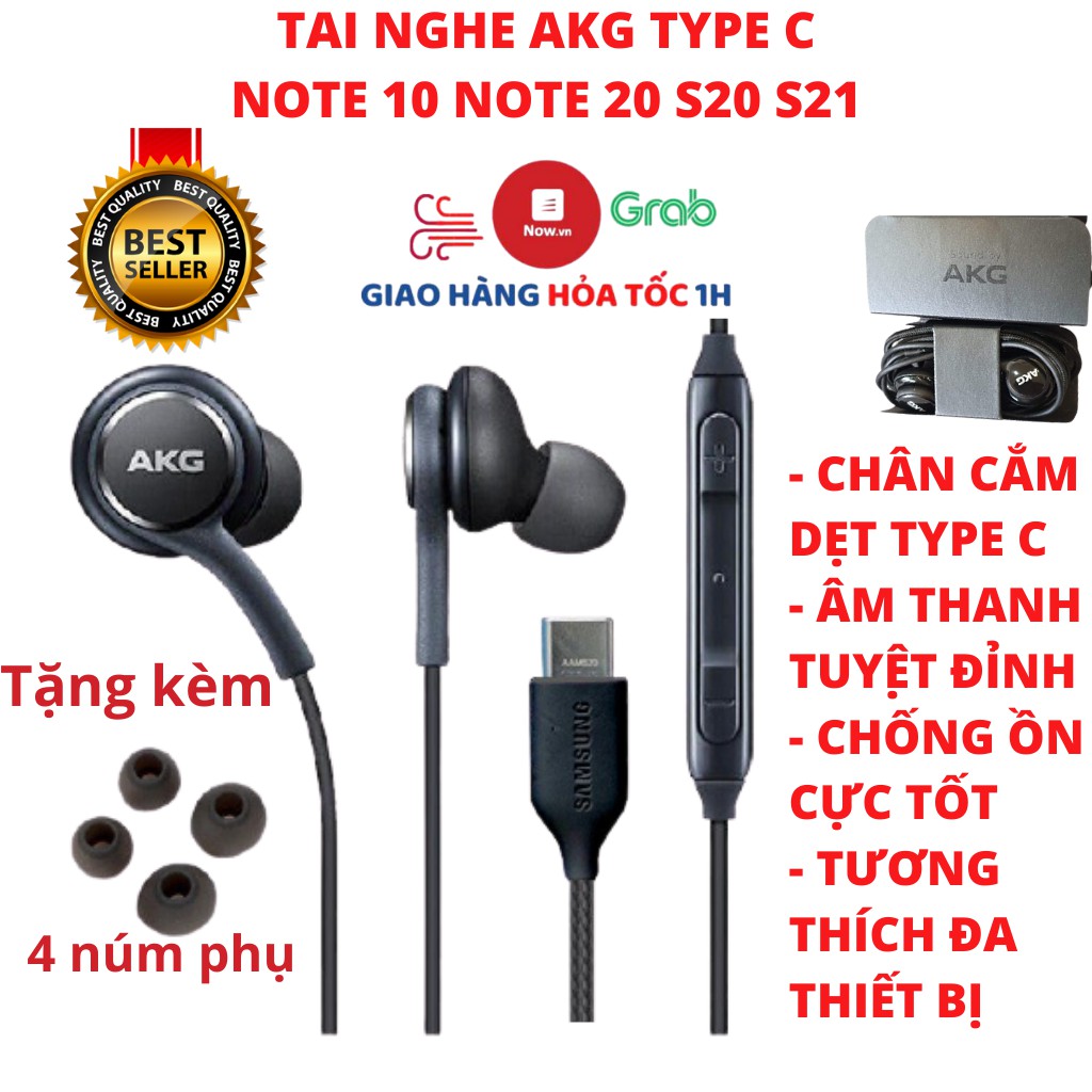 Tai nghe AKG Type C Note 10 S20 zin chính hãng + Tặng 4 nút tai phụ - Samsung Note 20 S20 Plus Ultra