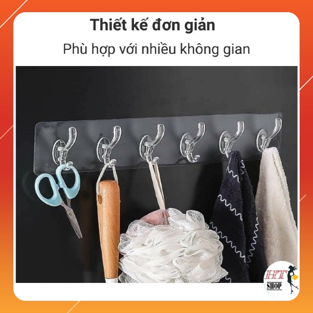 Thanh Dán 6 Móc Treo Vật Dụng Siêu Dính Chịu Lực