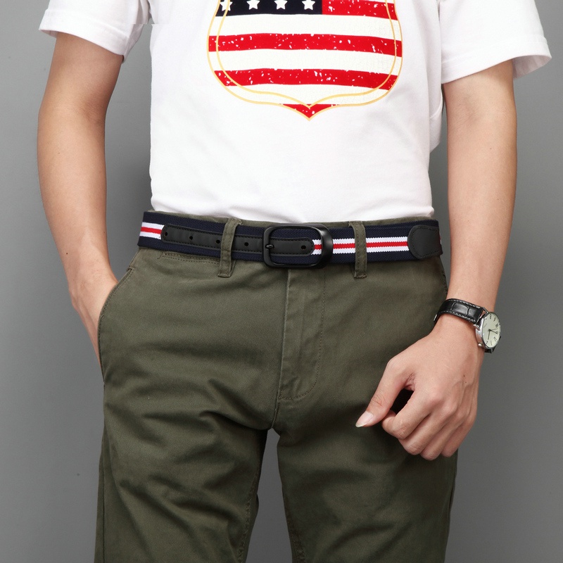 Thắt Lưng Vải canvas Bện Co Giãn Có Khóa Gài Thời Trang Hàn Quốc Trẻ Trung Cho Nam