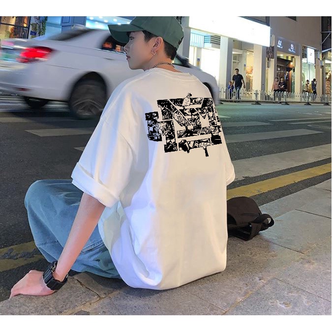 Áo thun tay lỡ nam nữ HNMG Animal Sịn Sò dáng unisex rộng basic áo phông tee oversize trắng thể thao