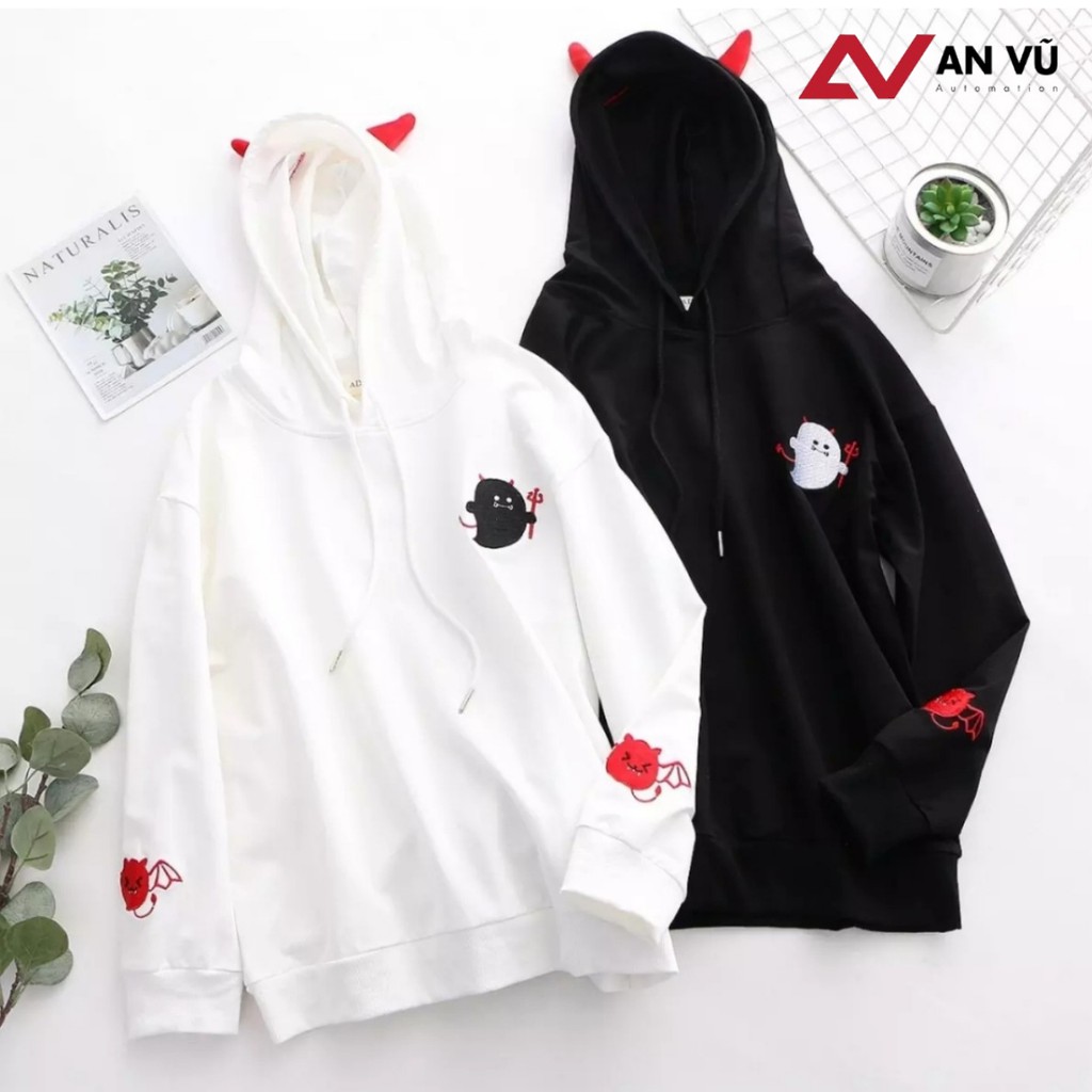 [Video thật] Áo Hoodie Nữ / Nam - Áo Khoác Nỉ Hình Quỷ Cá Tính, Dễ Thương Blazel, 2 Màu | BigBuy360 - bigbuy360.vn