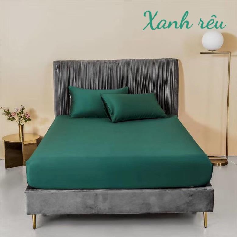 Bộ ga gối lụa tencel 60s LIDACO cao cấp ga giường kèm 2 áo gối vải lụa mềm mịn, thấm mồ hôi tốt - nhiều mẫu lựa chọn