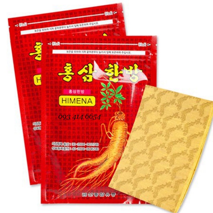 Cao Dán Hồng Sâm Himena Hàn Quốc, Túi 20 Miếng - Màu Đỏ