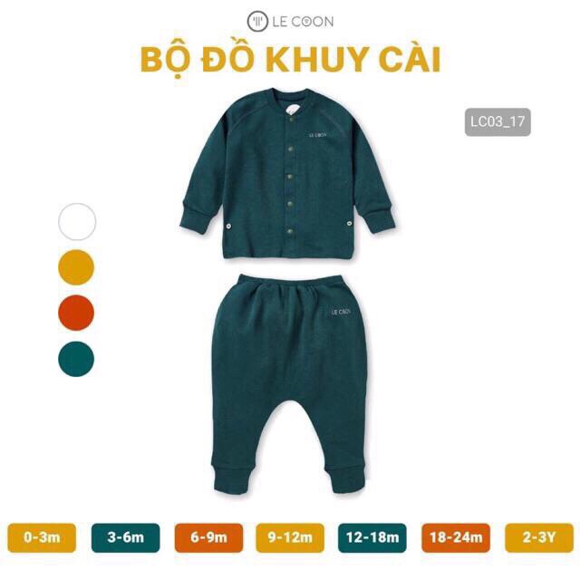 LECOON BỘ DÀI TAY CÀI KHUY LECOON Cotton cho bé