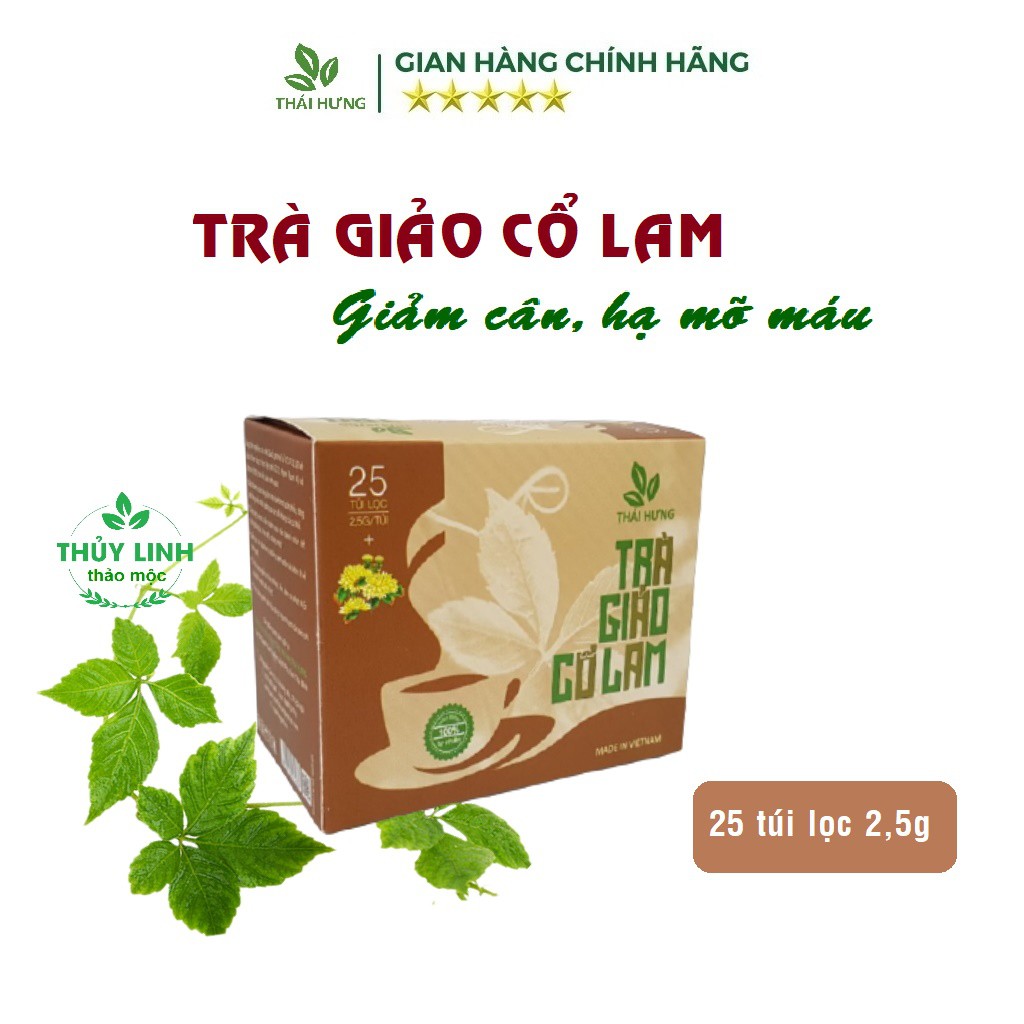 Trà Giảo cổ Lam Thái Hưng - Hộp 25 túi lọc 2,5g (NEW) - Giảm cân, Hạ mỡ máu