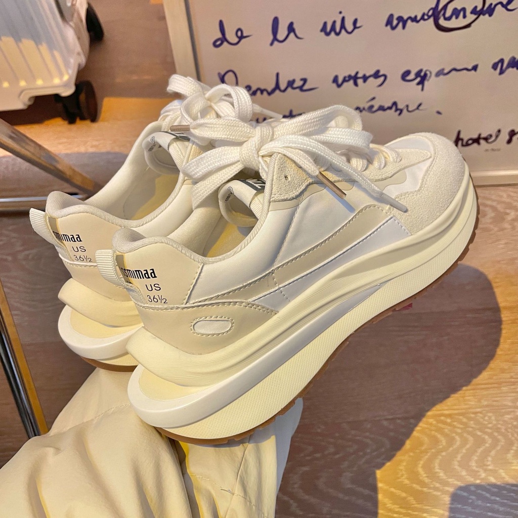 Hàng Có Sẵn Giày Thể Thao Đế Dày Tăng Chiều Cao Phong Cách Mới Mùa Xuân Dễ Phối Đồ Cho Nữ Sinh