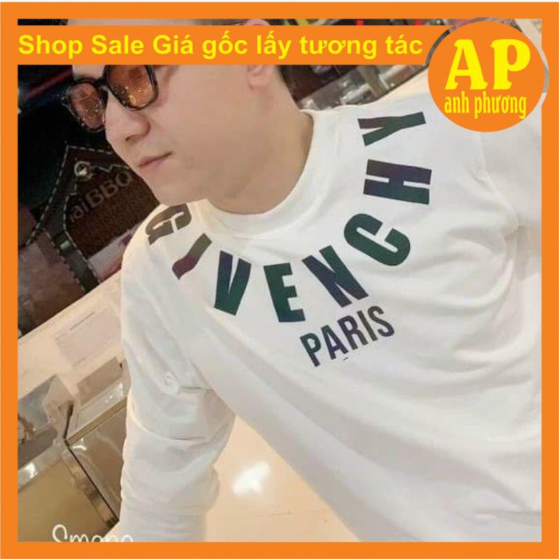 Áo phông phản quang pari in cổ❤ Sweater Gi ven ty tay dài Unisex  nam nữ tay lỡ Oversize form rộng 3 màu UNISEX