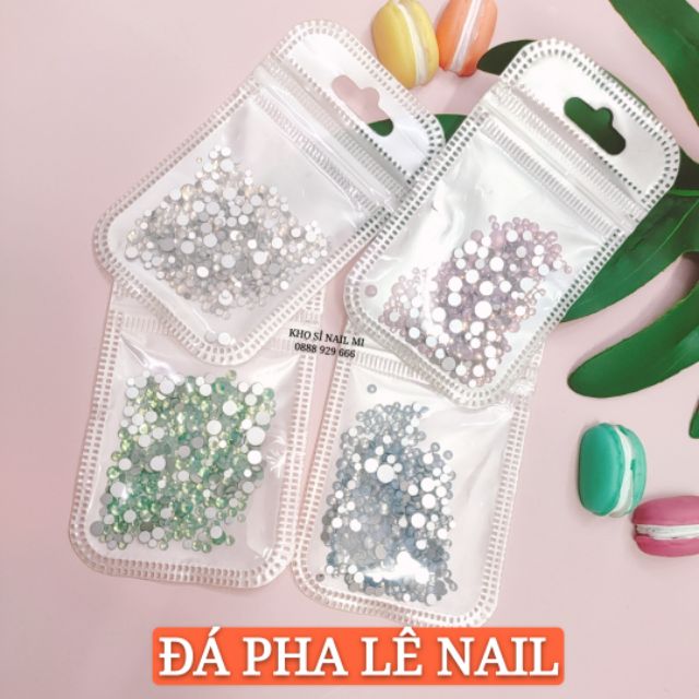 Đá chân bằng đính móng tay - một bịch gồm~ 350 viên đá pha lê 4 màu độc đáo mix 6 size dễ pha phối