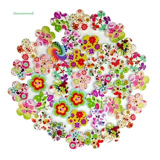 Set 100 nút áo 2 lỗ hình bông hoa nhiều màu độc đáo