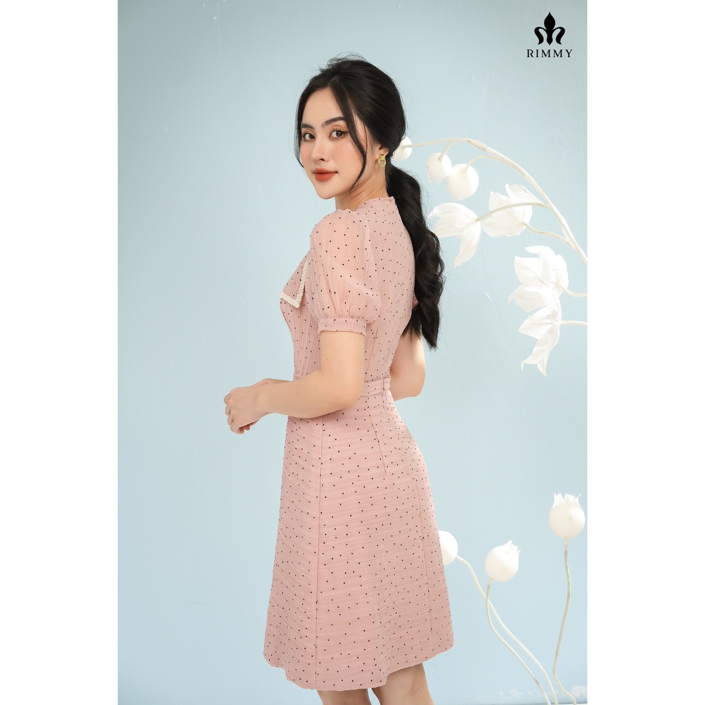 Váy thiết kế Rosy hồng chấm bi Rimmy [VA03-0422]