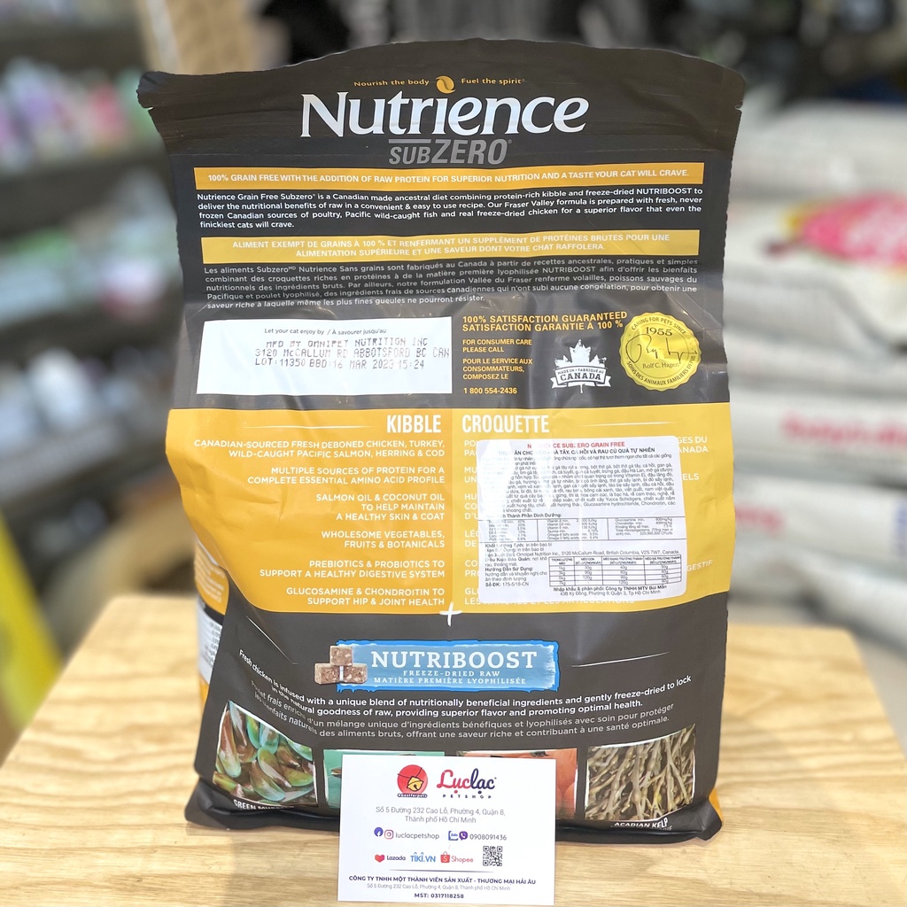 Hạt Nutrience Subzero Frase Valley cho Mèo vị Gà tây & Cá hồi - Túi 2,27kg chính hãng
