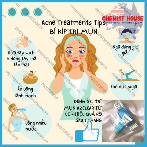 Kem giảm Mụn Azclear Medicated Lotion 25g Úc giảm mụn sưng mờ nám tàn nhan hiệu quả nhất hiện nay