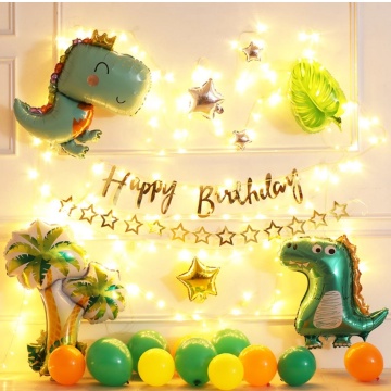 Set bóng trang trí sinh nhật, trang trí thôi nôi cho bé trai chủ đề khủng long dể thương