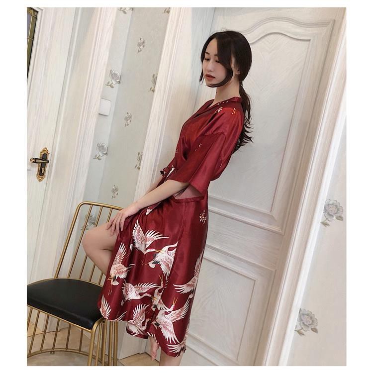 Áo Choàng Ngủ Dáng Dài Bằng Lụa Gợi Cảm Dành Cho Nữ | BigBuy360 - bigbuy360.vn