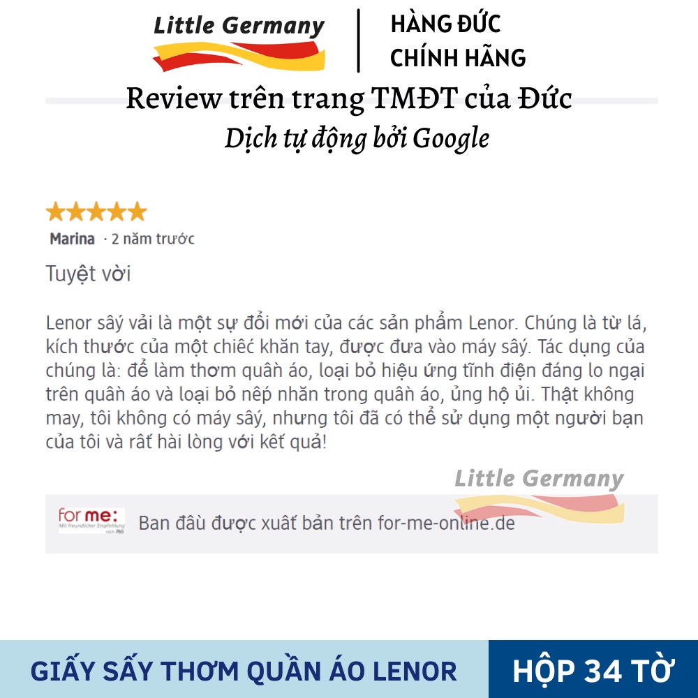 Giấy thơm quần áo đa năng Lenor - Dùng cho máy sấy, để tủ quần áo, tủ giày, ga giường, gối - Hàng Đức nội địa