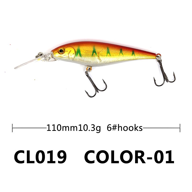 Mồi Giả Câu Cá 3D 11cm/10.3g Thiết Kế Sinh Động 0-2m Lặn sâu/Minnow Lure/Fishing Bait/Fishing Hook