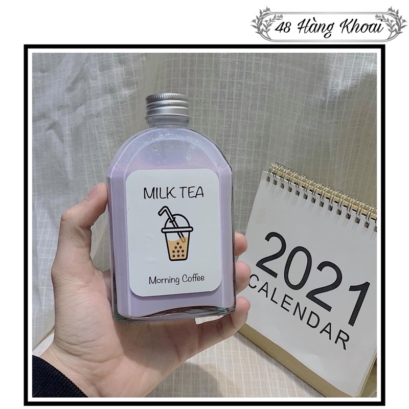 Chai thuỷ tinh dẹp vai bầu nắp nhôm 250ml  - COMBO 10C