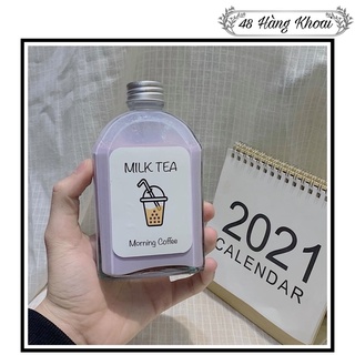 Chai thuỷ tinh dẹp vai bầu nắp nhôm 250ml - combo 10c