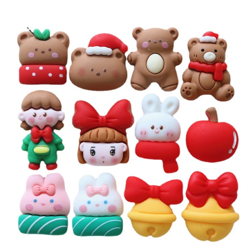 Set 10 Kẹp Tóc Hình Quả Táo / Gấu / Thỏ Bằng Nhựa Resin Diy Dành Cho Trang Trí Điện Thoại