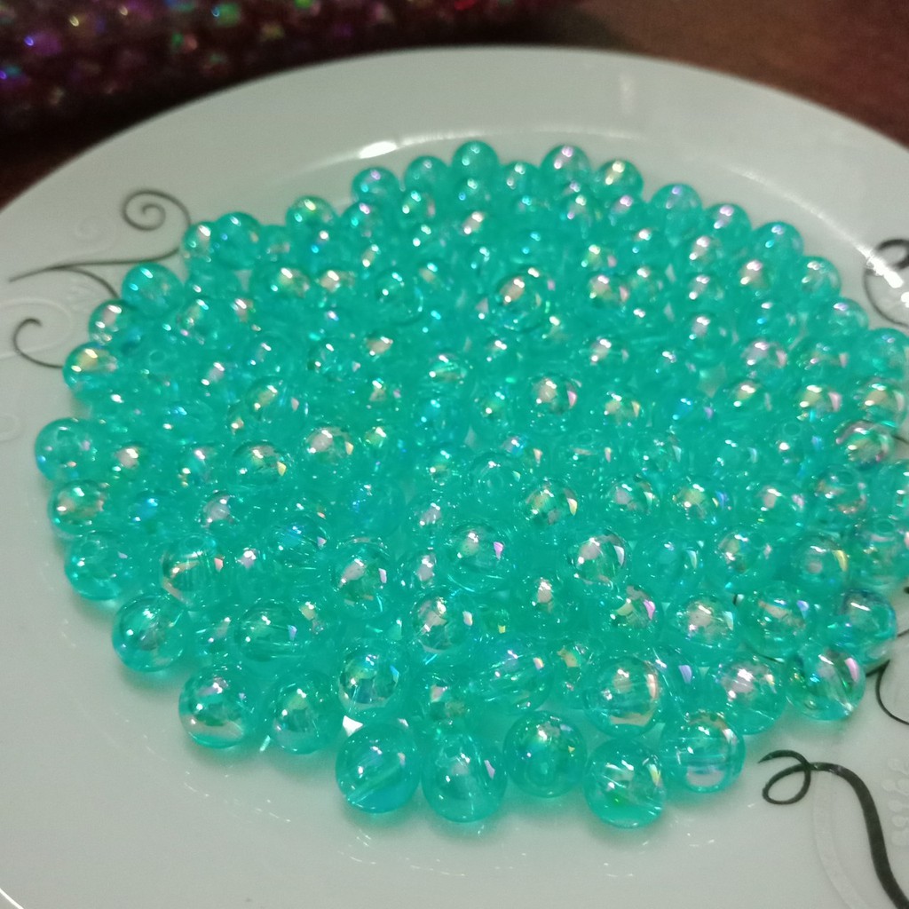 Hạt cườm nhựa nhiều màu ánh cừ lấp lánh có lổ size 8mm handmade DIY