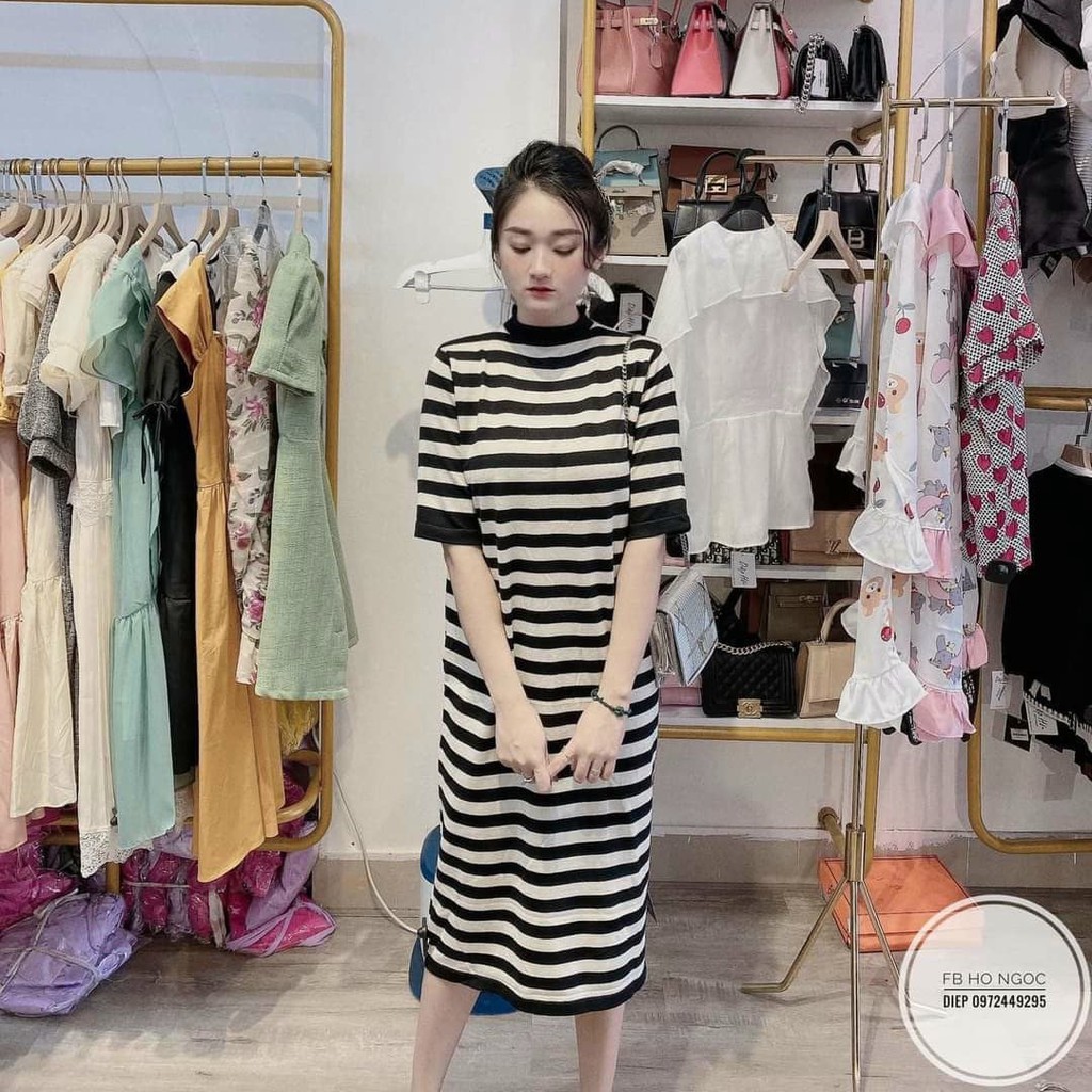 Váy Bầu Dáng Suông Họa Tiết Kẻ Ngang Chất Bozip, Đầm Bầu Dáng Dài Thời Trang Chụp Ảnh Đi Chơi HD2864 Honey Mommy