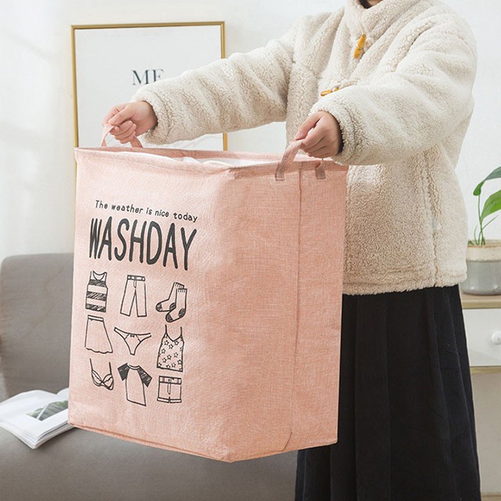 Túi đựng quần áo chăn màn bằng vải không dệt, Giỏ đựng đồ dùng gia đình đa năng washday gấp gọn xinh xắn 88307