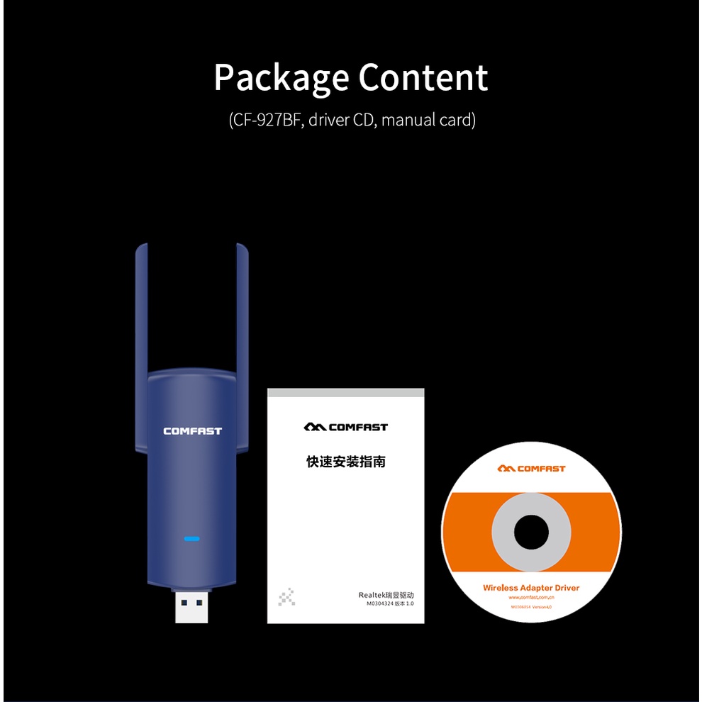 Usb Thu Tín Hiệu WiFi Bluetooth 1300Mbps Băng Tần Kép 2.4g / 5Ghz Với Ăng Ten 2 * 3dbi Cho PC / Laptop / Desktop