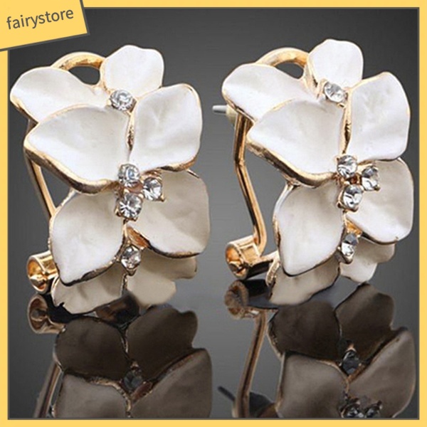 Bông Tai Hình Hoa Đính Đá Dễ Thương