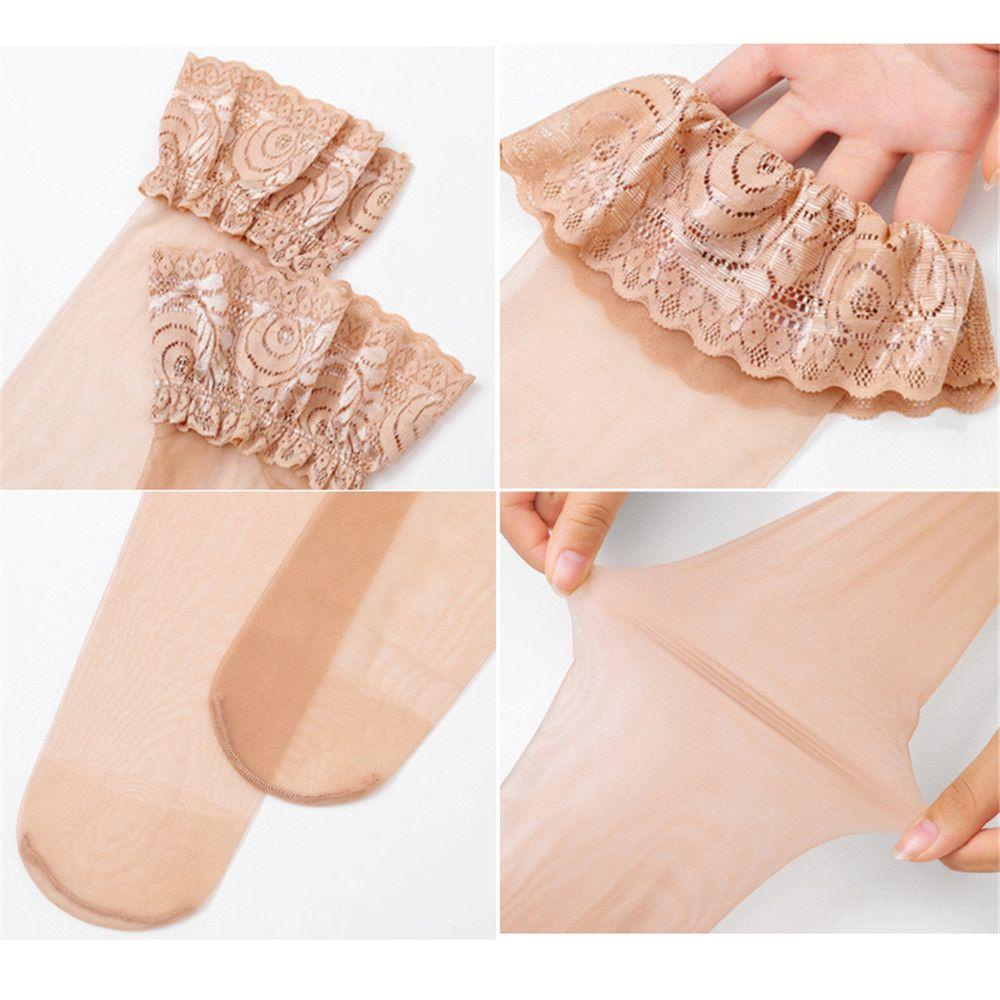 Tất Lụa Trong Suốt Dài Đến Đầu Gối Màu Trắng Đen Đỏ Cho Nữ