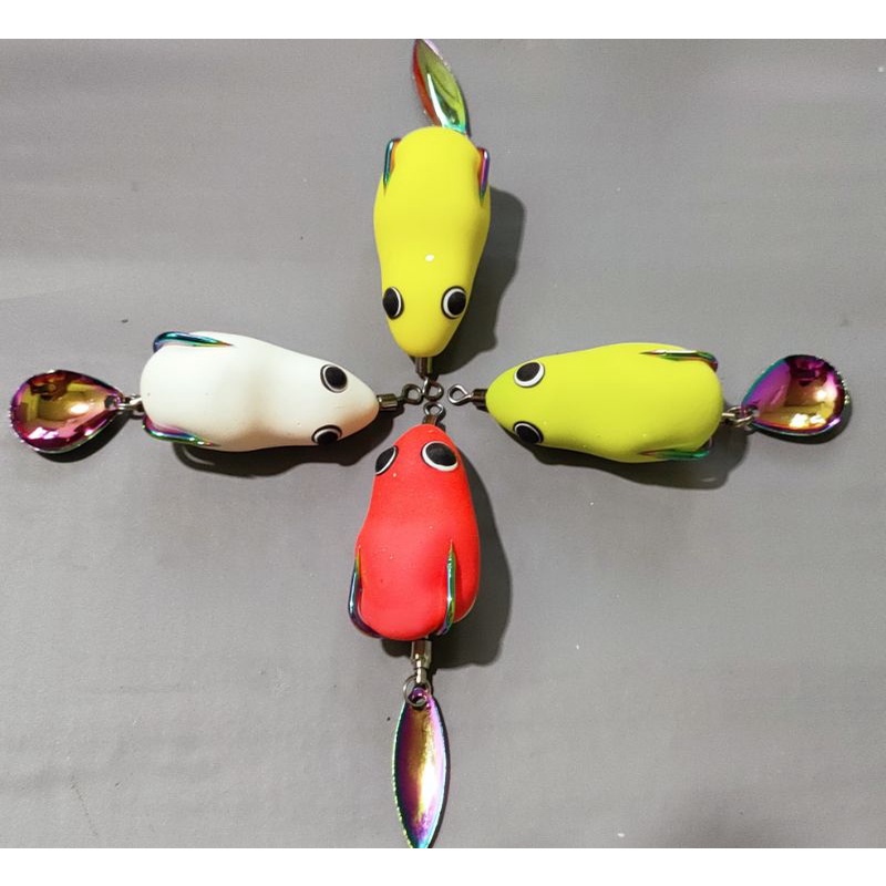 mồi câu lure. nhái hơi T1 lưỡi thìa titan