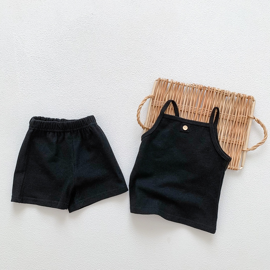 Bộ Đồ Ngủ 2 Món Bằng Vải Cotton Màu Trơn Thời Trang Mùa Hè Cho Bé Sơ Sinh 1 Tuổi