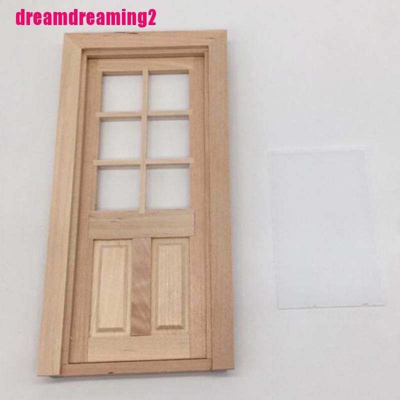 Cửa gỗ mini thiết kế đơn giản trang trí nhà búp bê tỉ lệ 1: 12