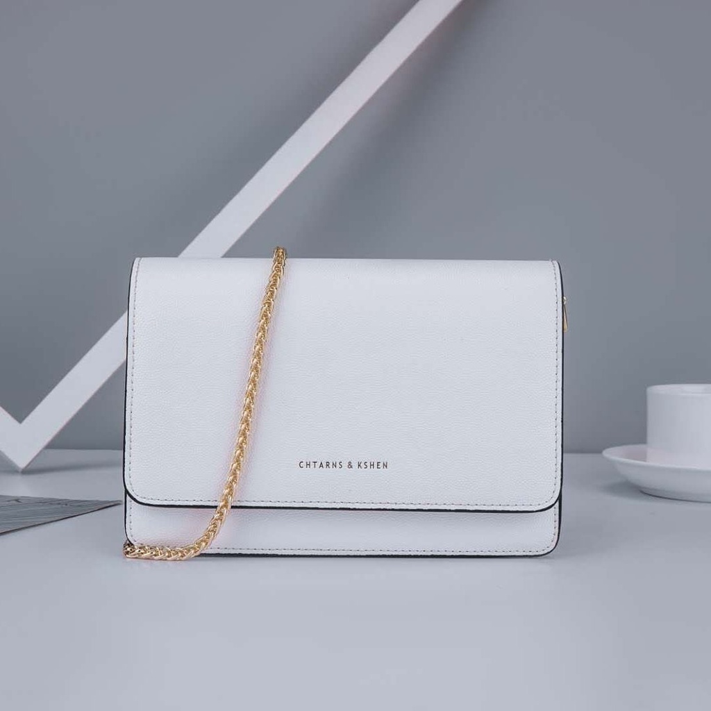 Túi xách CK dáng vuông nhỏ màu đen phối dây xích thời trang sang trọng dành cho nữ