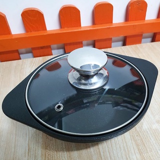 Nồi gang 16cm kho quẹt, kho tộ,... chống dính nắp kính Dragon