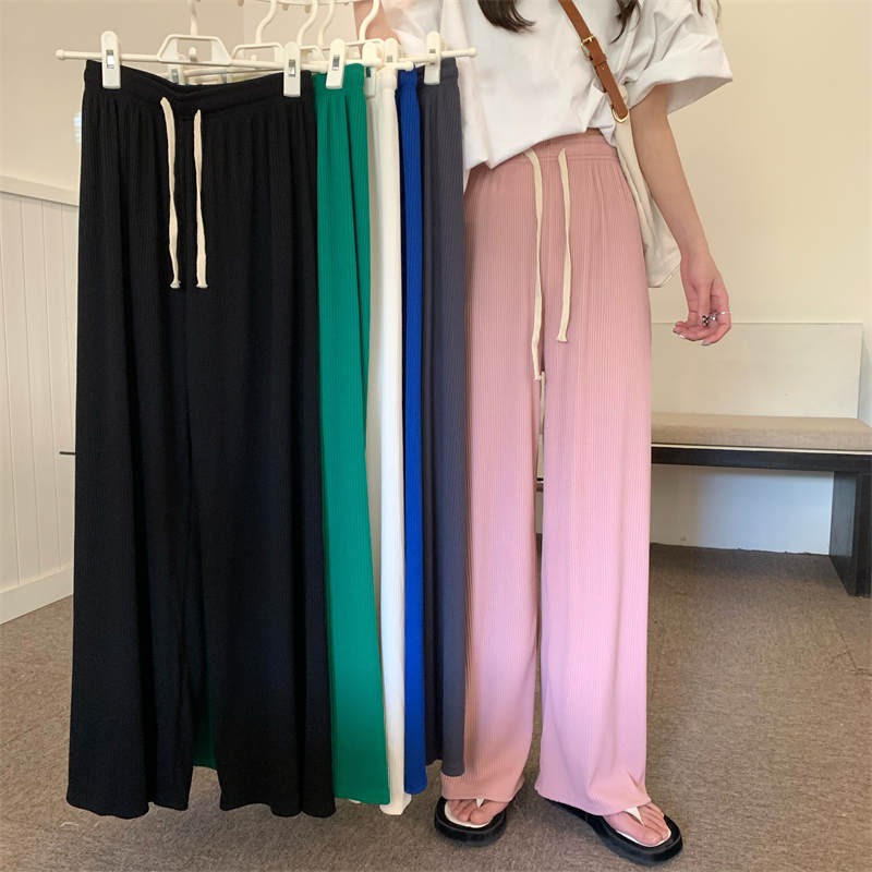 Quần ống rộng Lưng Cao Co Giãn Thời Trang Mùa Hè Phong Cách Hàn Quốc Cho Nữ