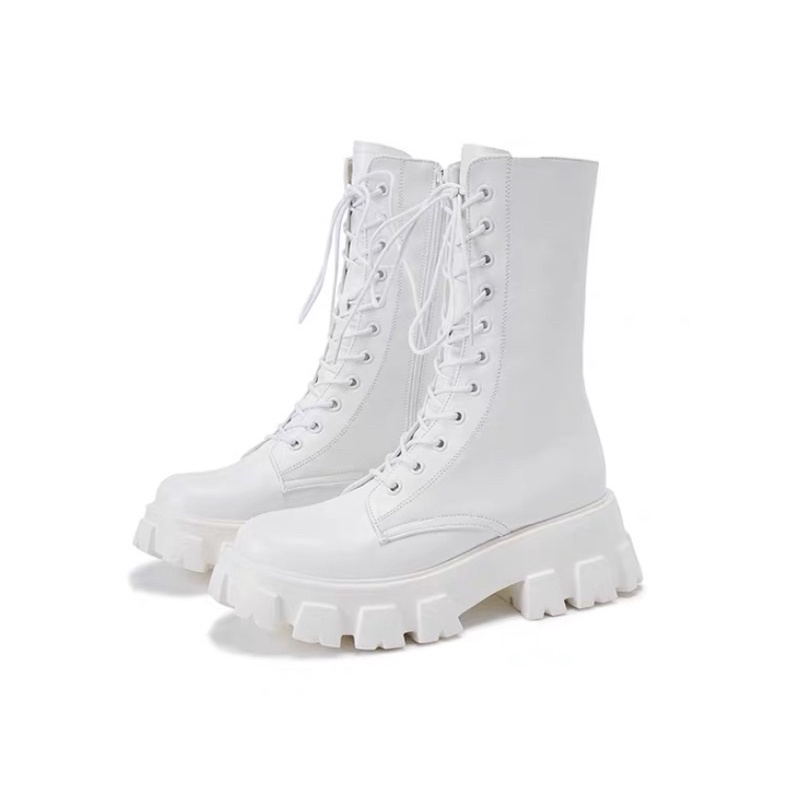 Boots cổ cao dây cột có khoá kéo
