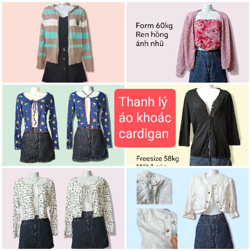 Nhiều mẫu pass thanh lý áo khoác mỏng cardigan croptop buộc thắt dây nơ cài cúc nút dây kéo khóa
