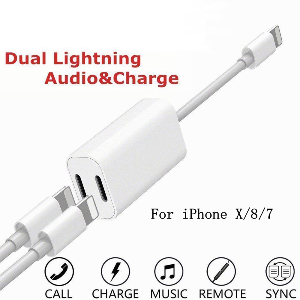 Đầu Chia Cổng Lightning 2 Trong 1 Cho Iphone 7 8 Plus X