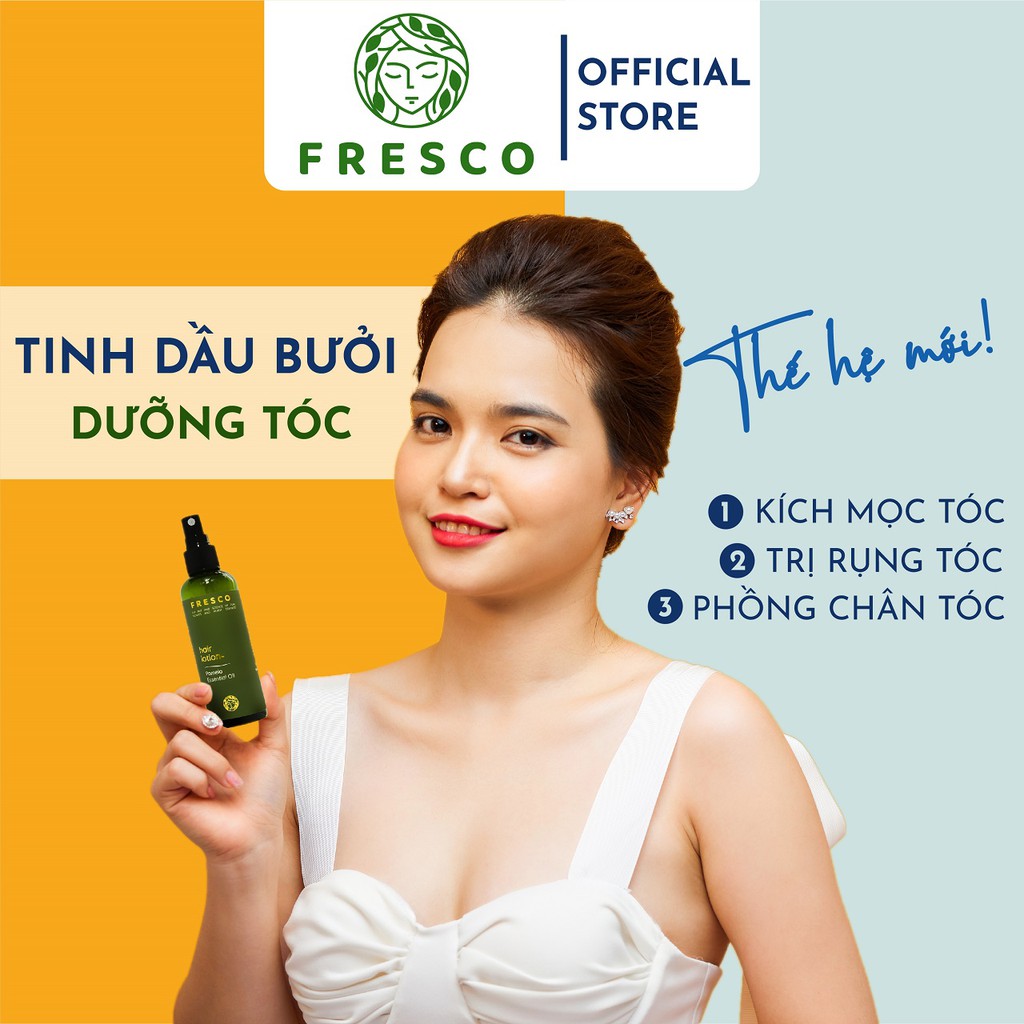 TINH DẦU BƯỞI MỌC TÓC FRESCO 🍋 𝐅𝐑𝐄𝐄𝐒𝐇𝐈𝐏 🍋 GIẢM RỤNG TÓC - LÀM PHỒNG CHÂN TÓC - DƯỠNG TÓC