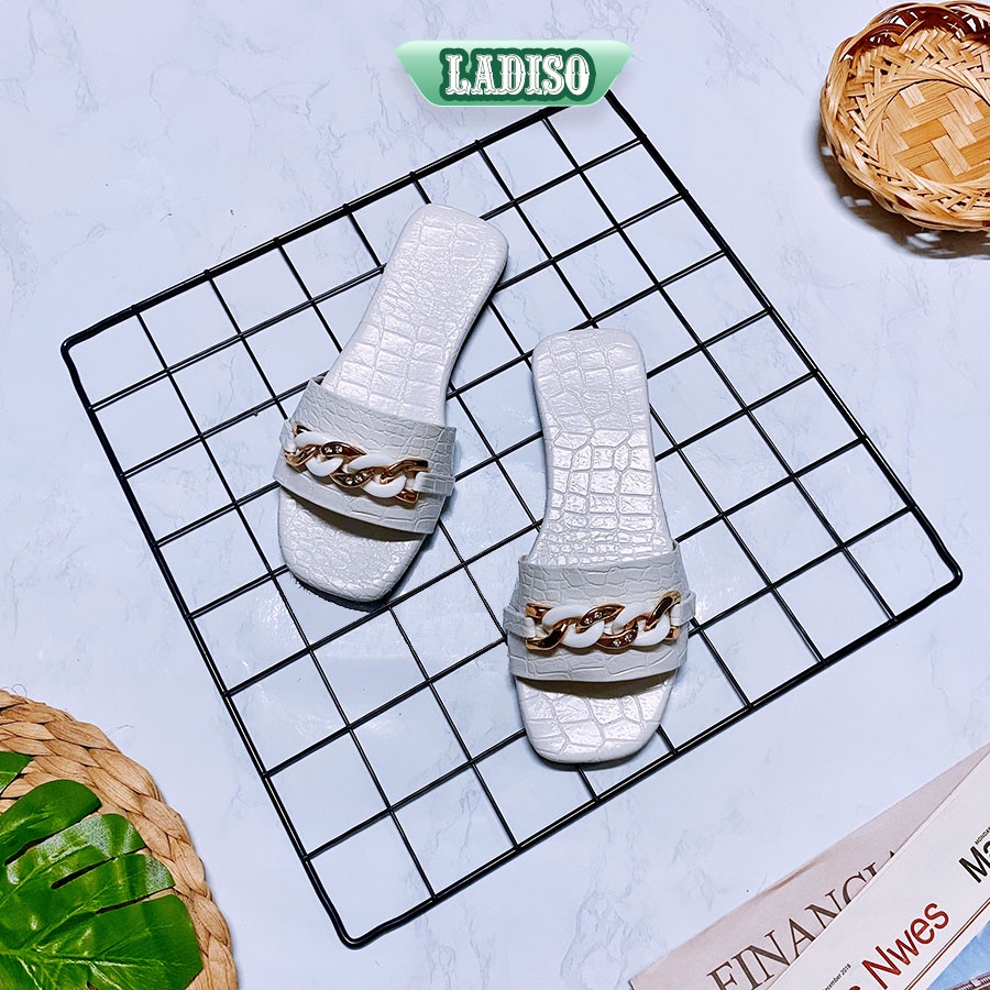 Dép nữ quai ngang thời trang siêu xinh chất liệu da vân cá sấu sang chảnh LADISO TT382