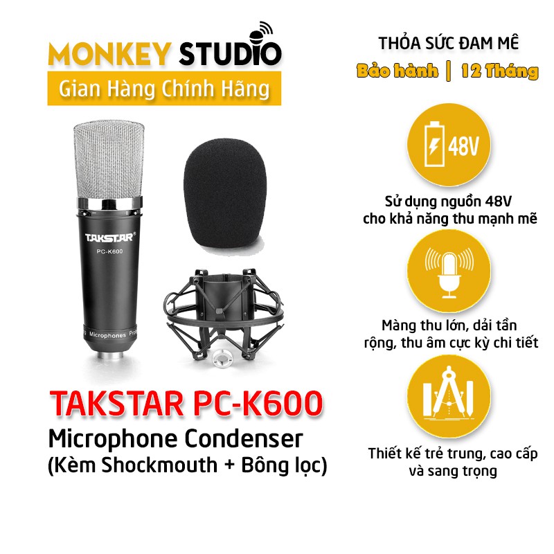 Mic thu âm Takstar PC-K600 ⚡ BH 1 NĂM ⚡ Chính Hãng Cho Thu Âm Hát Livestream Phòng Thu Chuyên Nghiệp Âm Thanh Sống Động