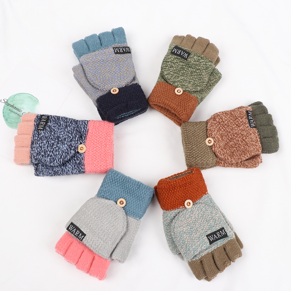 Găng Tay Len Hở Ngón Giữ Ấm Mùa Đông Thời Trang Cho Nam